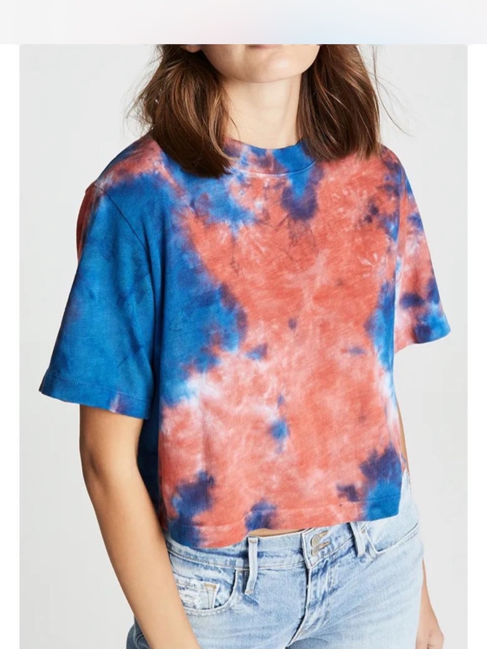 Cotton Citizen Tokyo Crop Tee Tie-Dye Boxy Blue Orange Sunset Size XS TShirt